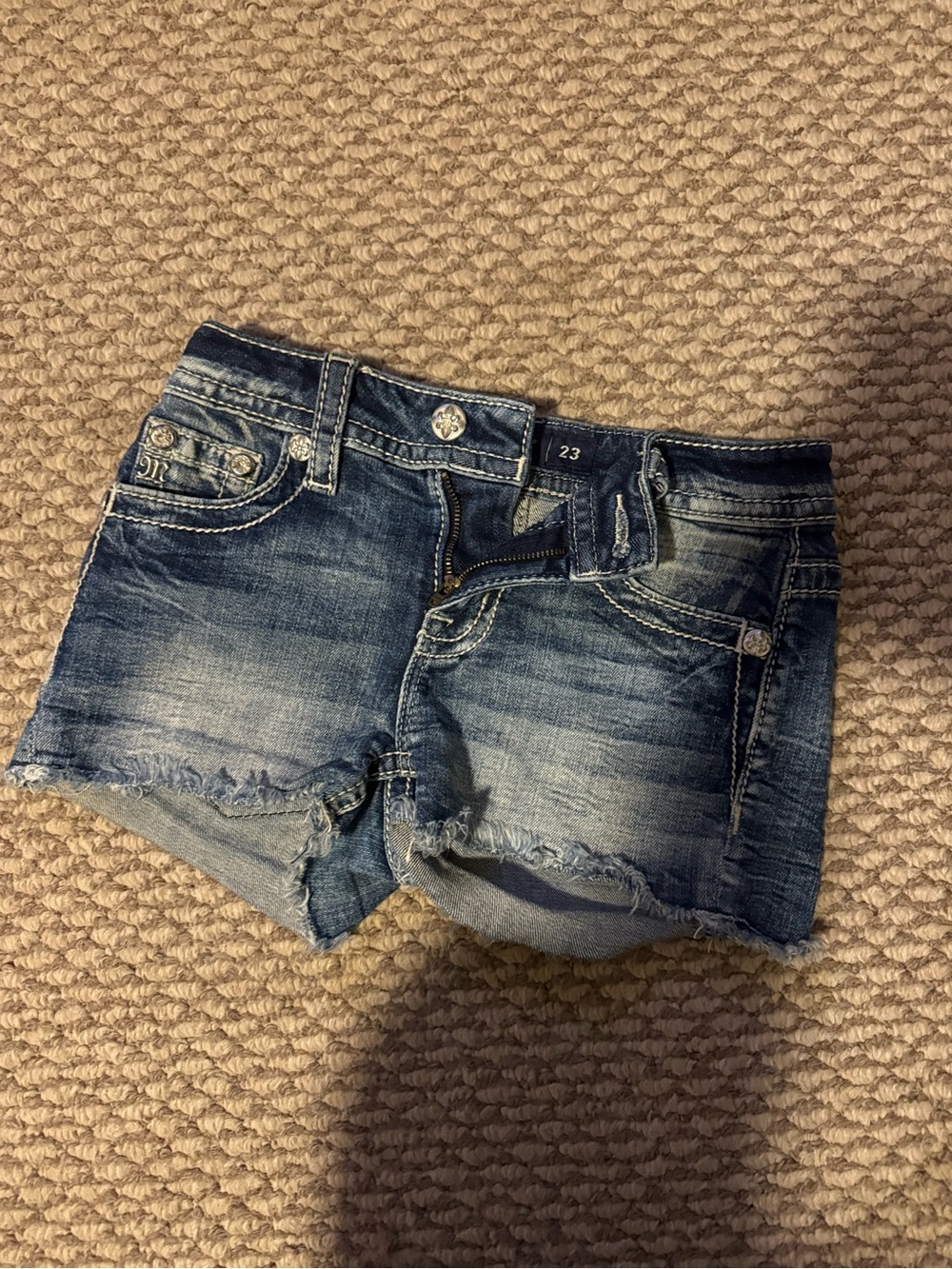 Miss Me Distressed Blue Denim Cutoff Shorts
